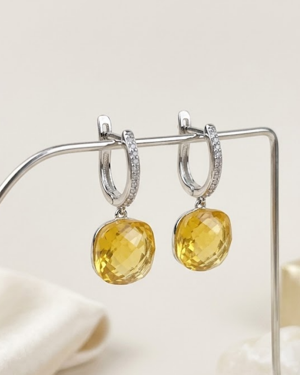 Thumbnail: U shape latch back gemstone earrings