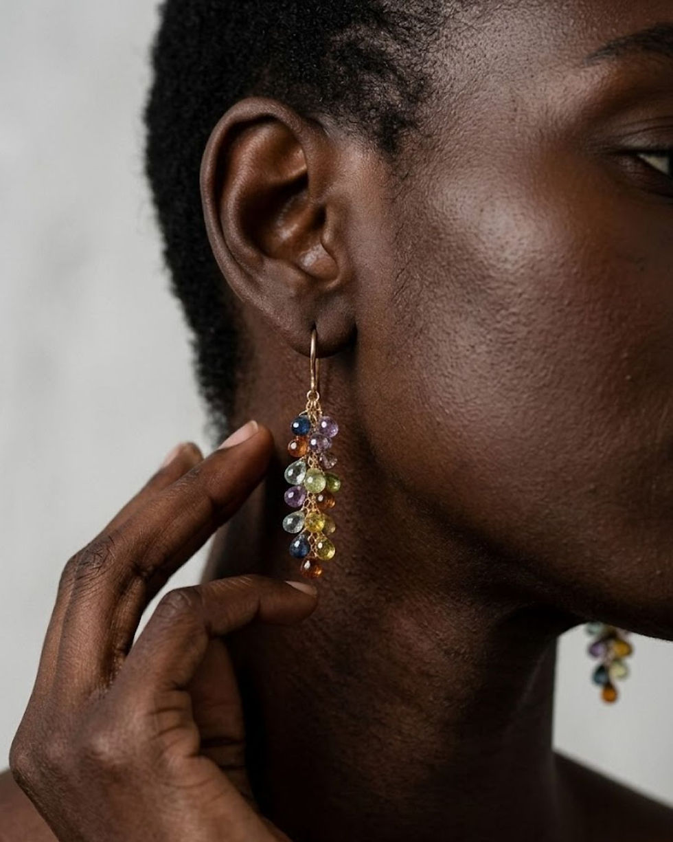 Thumbnail: colorful sapphire drop earrings for women