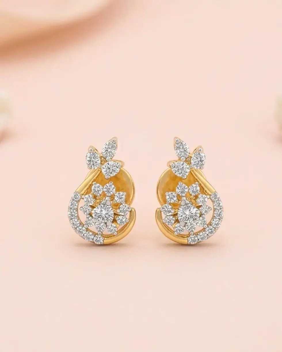 Thumbnail: fine diamond stud earrings gold