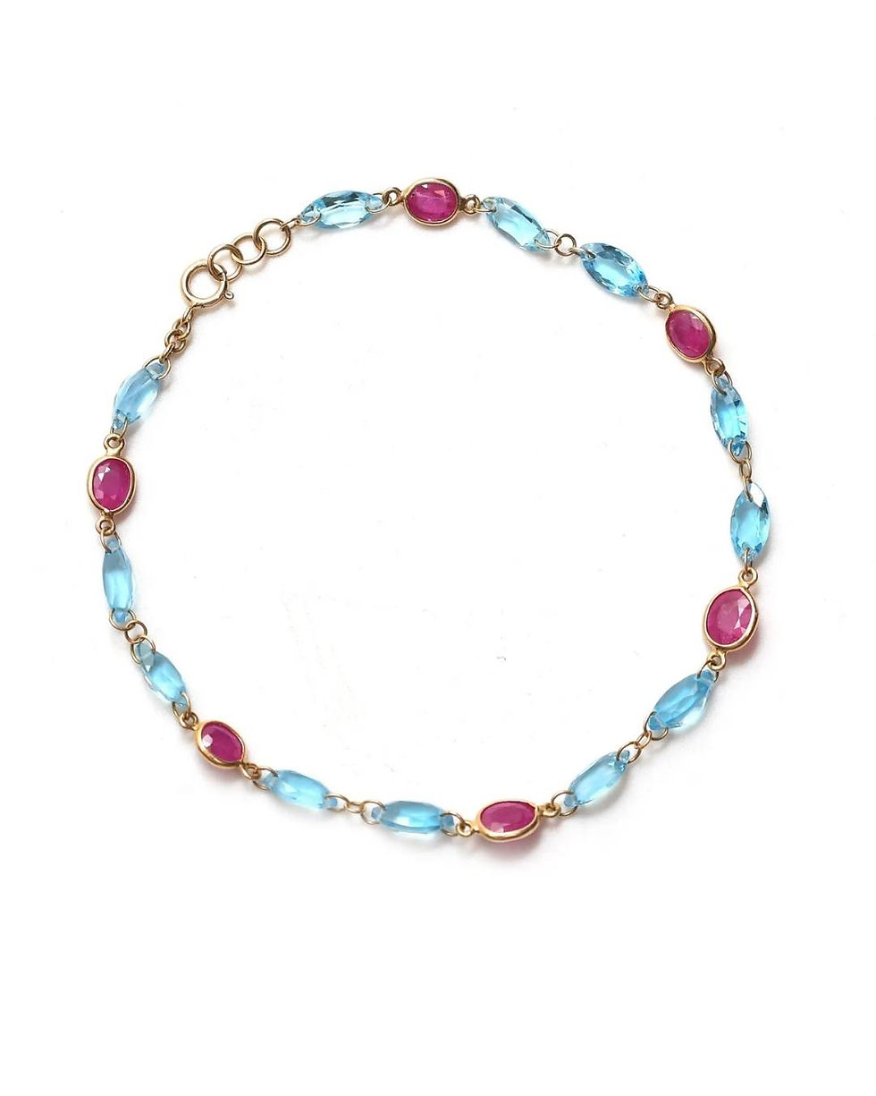 colorful gemstone bracelet in gold