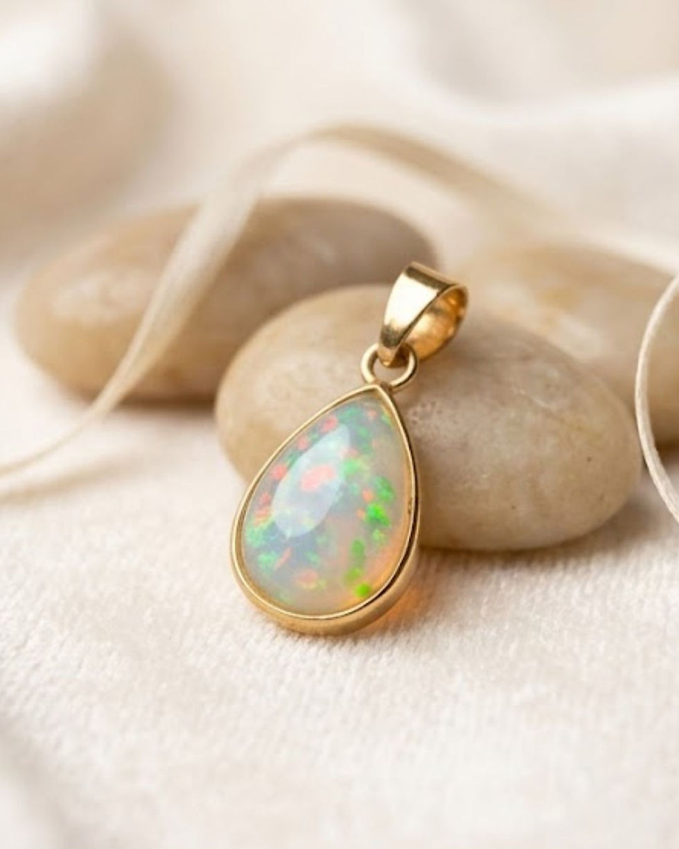 Thumbnail: 9k gold ethiopian opal pendant