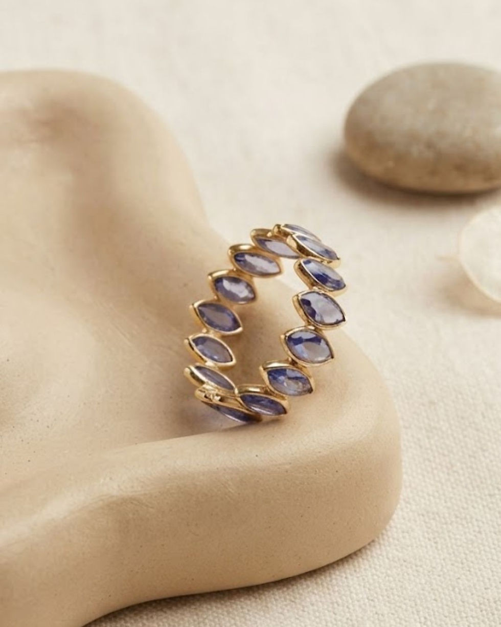 Thumbnail: tanzanite eternity band in 14k solid gold