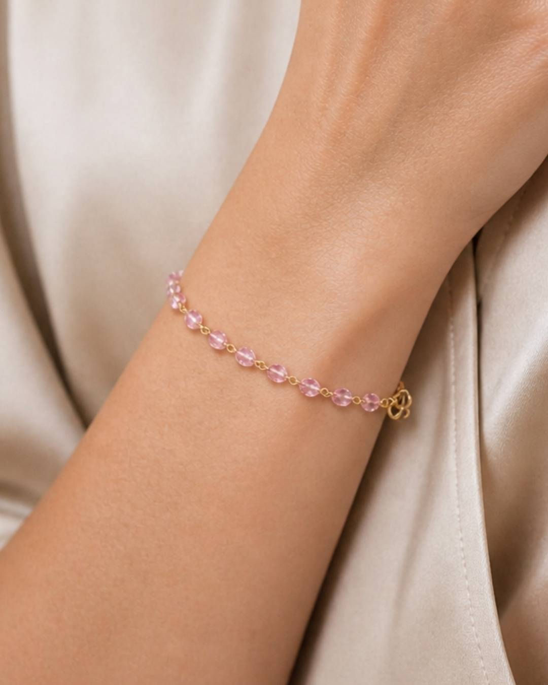 pink sapphire beaded link bracelet