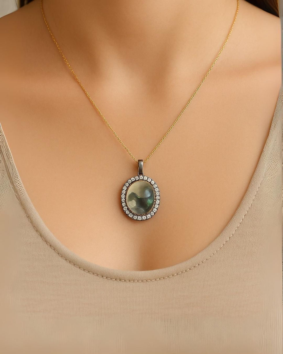 Thumbnail: handcrafted black agate necklace pendant charm