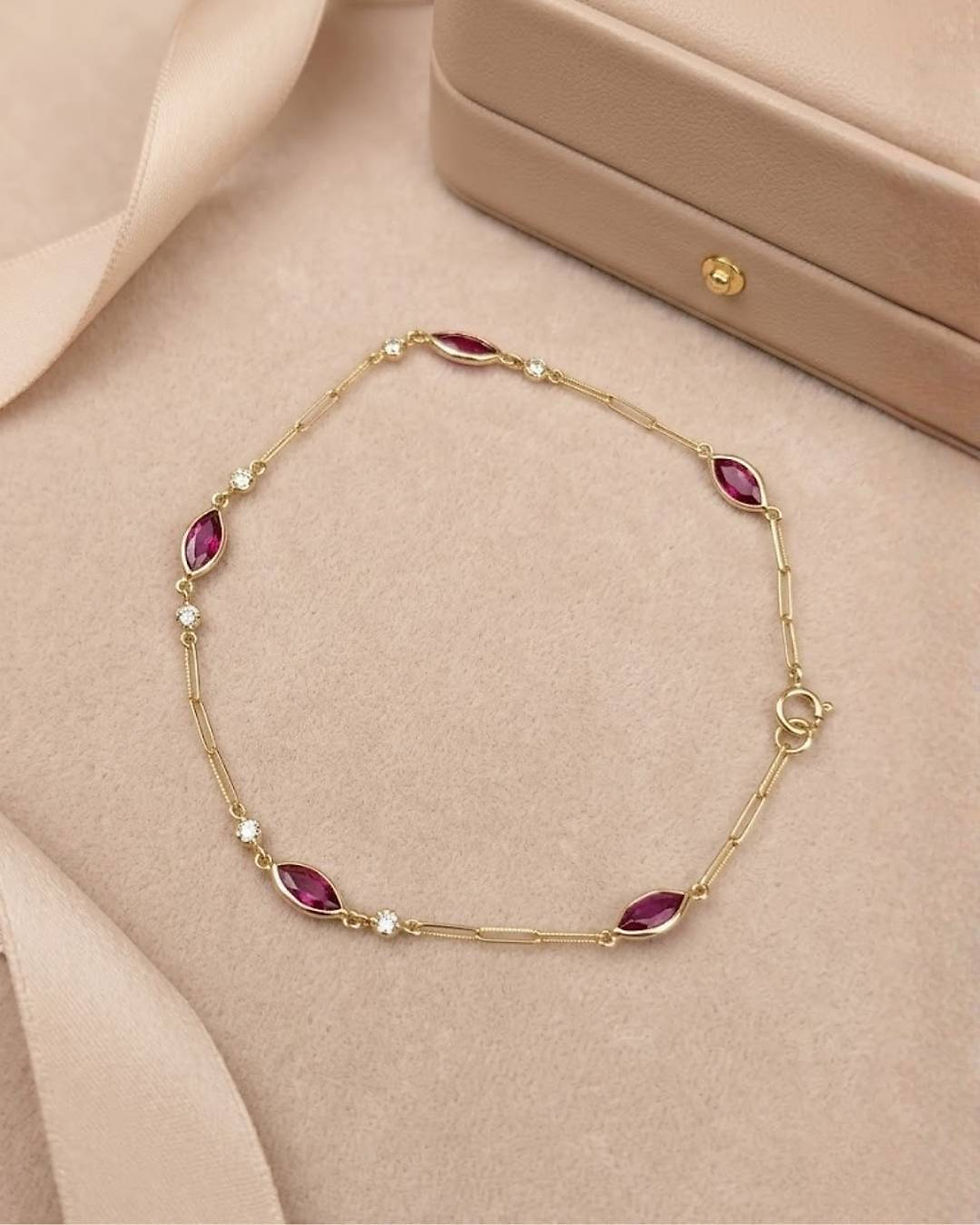 ruby diamond station bracelet