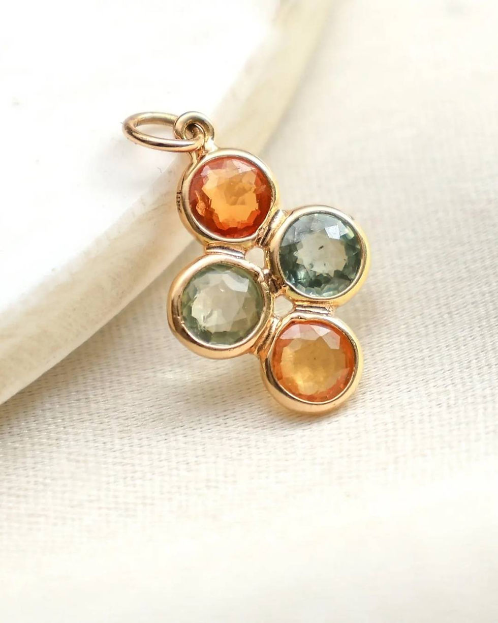 Thumbnail: real gold floral gemstone pendant