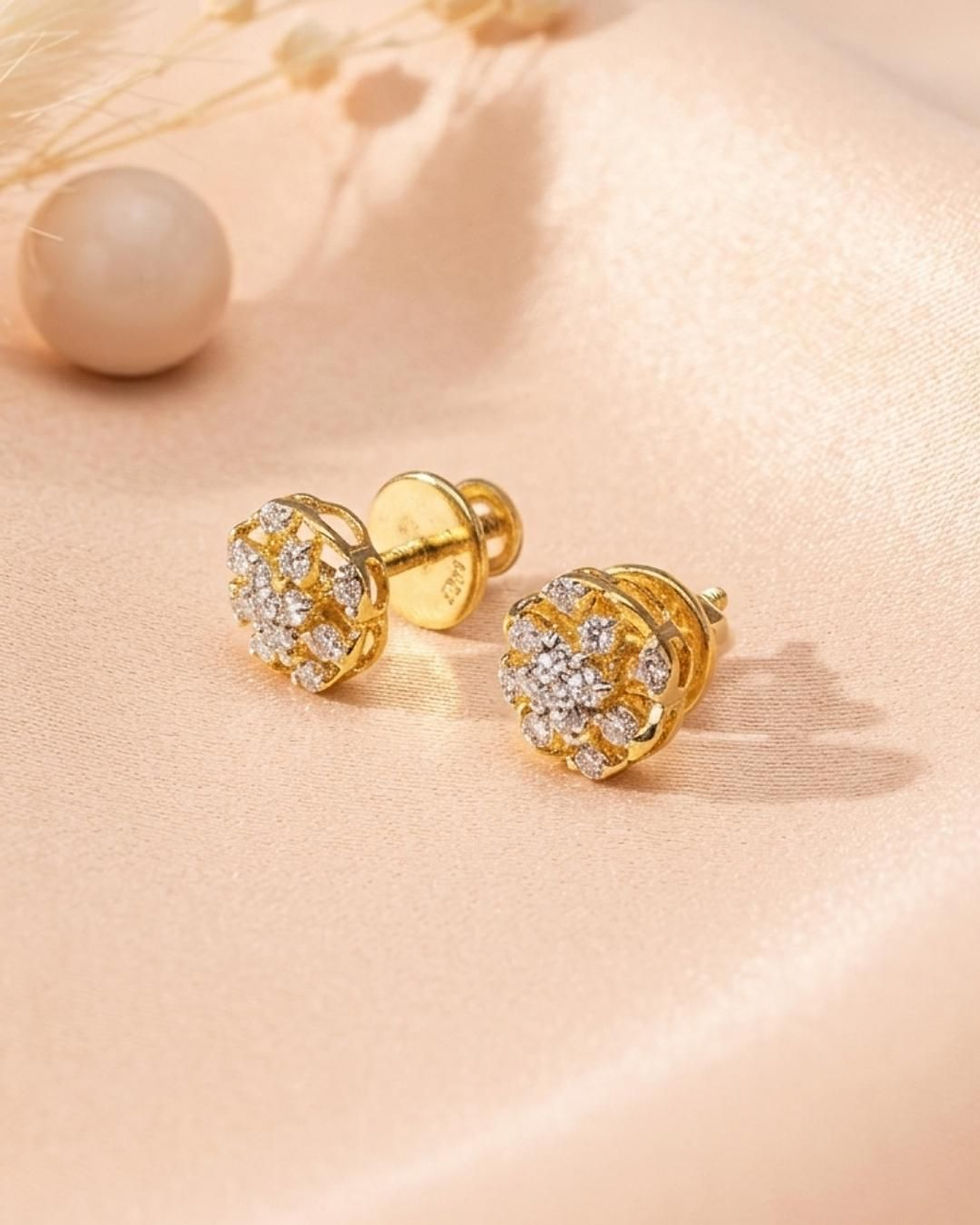 Thumbnail: office wear diamond floral earrings