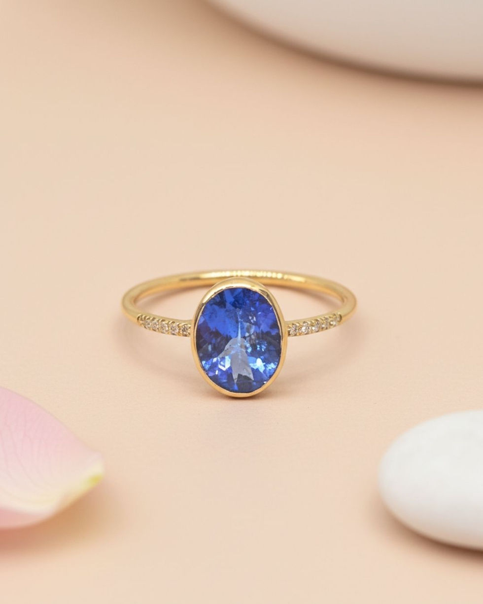 Thumbnail: romantic two stone gold ring