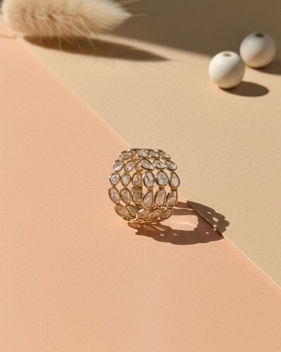 Thumbnail: polki diamond triple band ring