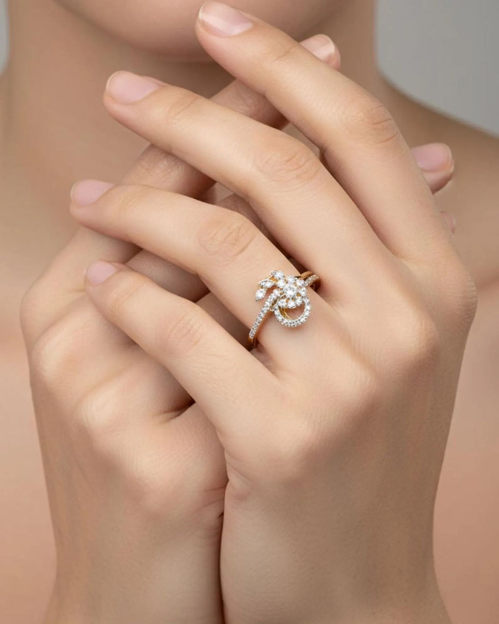 Thumbnail: handmade flower diamond wedding ring