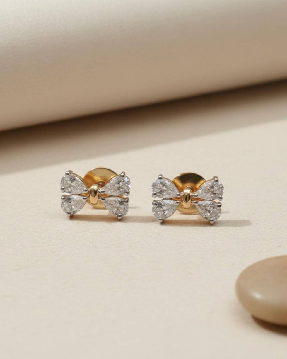 Thumbnail: lightweight gold diamond earrings