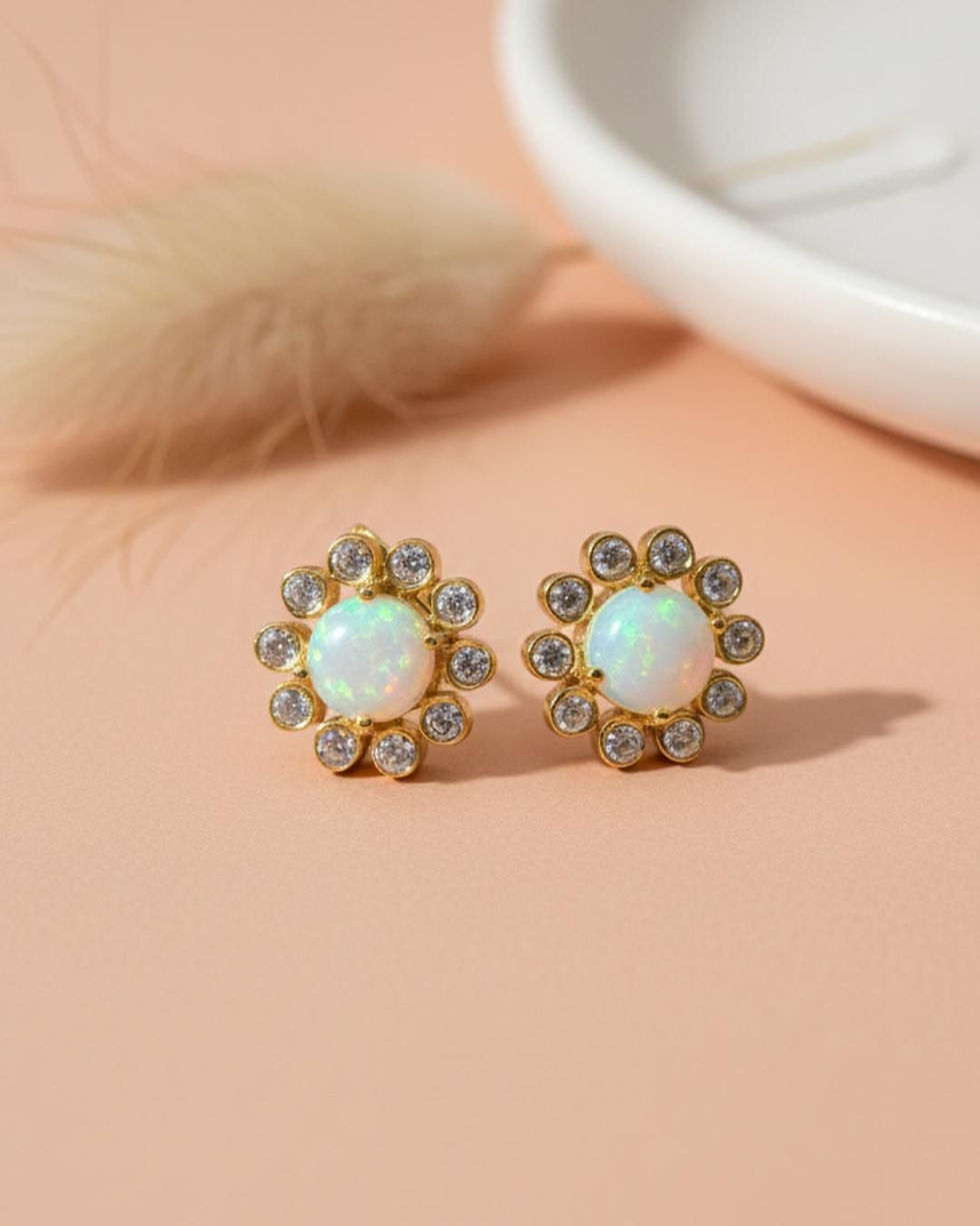 Thumbnail: october birthstone floral stud earrings