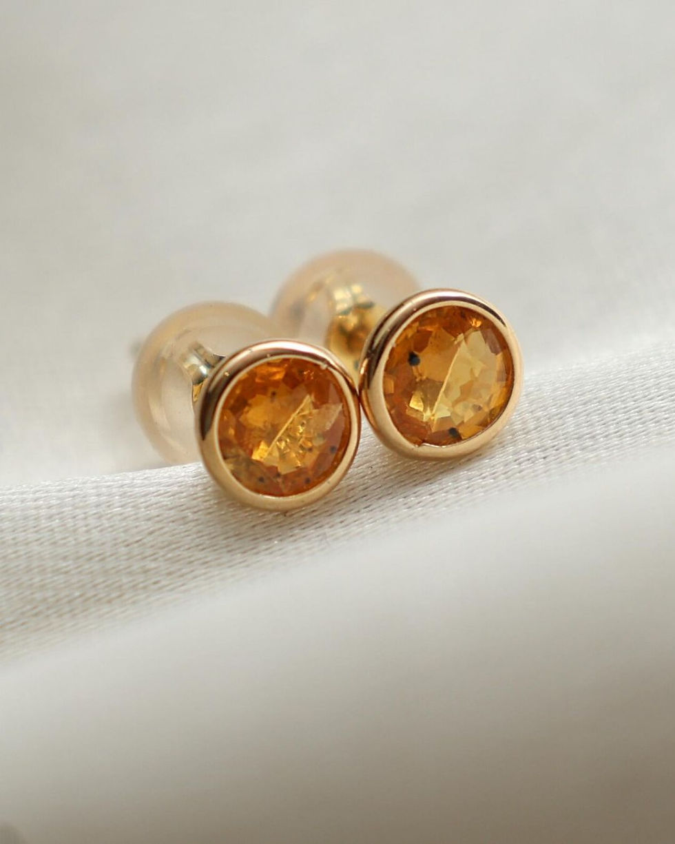 yellow sapphire round stud earrings