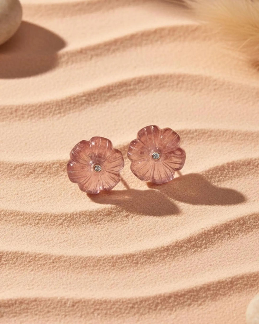Thumbnail: pink tourmaline gold earrings for women