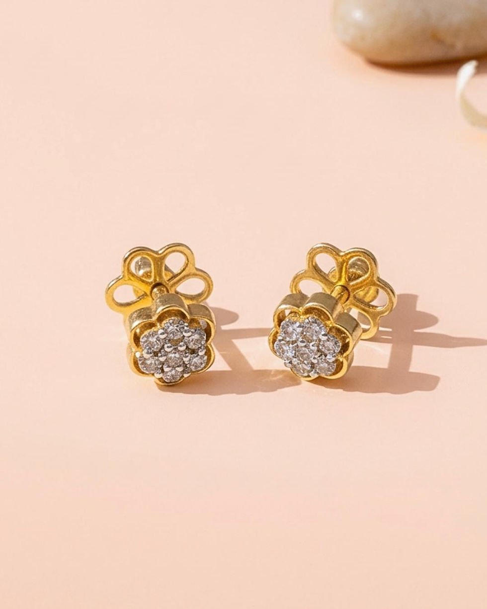 Thumbnail: delicate floral diamond earrings women