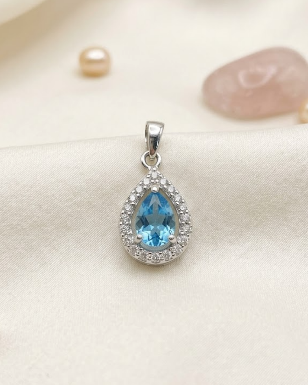 Thumbnail: minimal Sky Blue Topaz necklace pendant