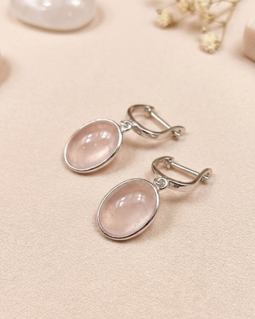 rose quartz 925 silver earrings