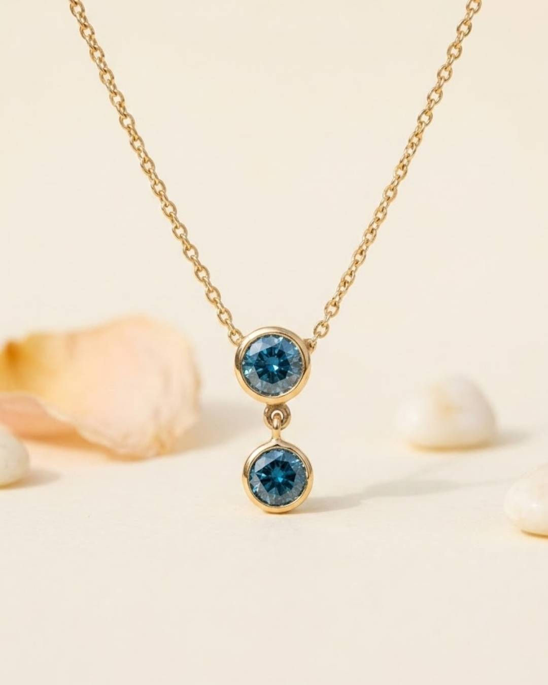gold blue diamond necklace