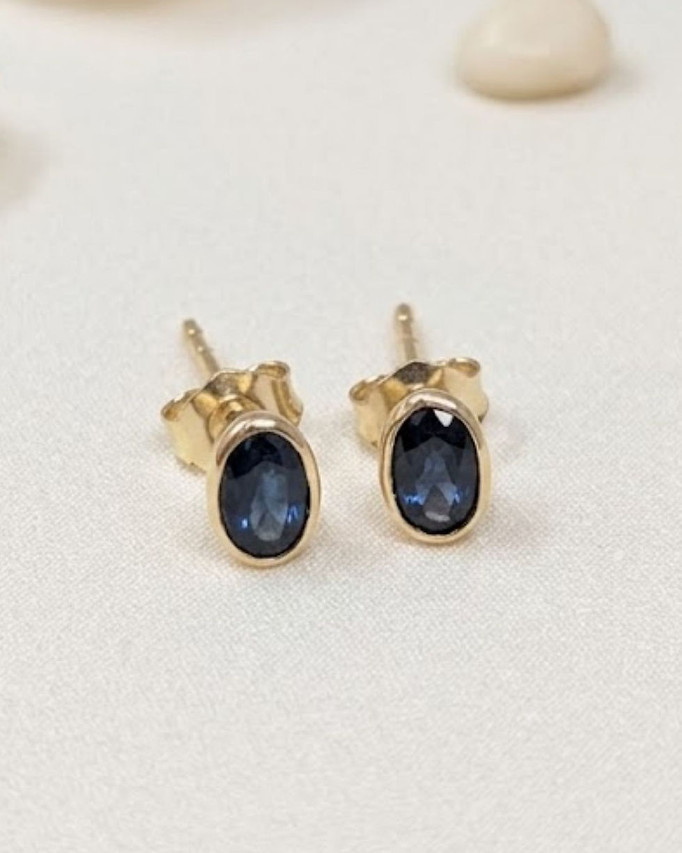 Thumbnail: stackable sapphire stud earrings
