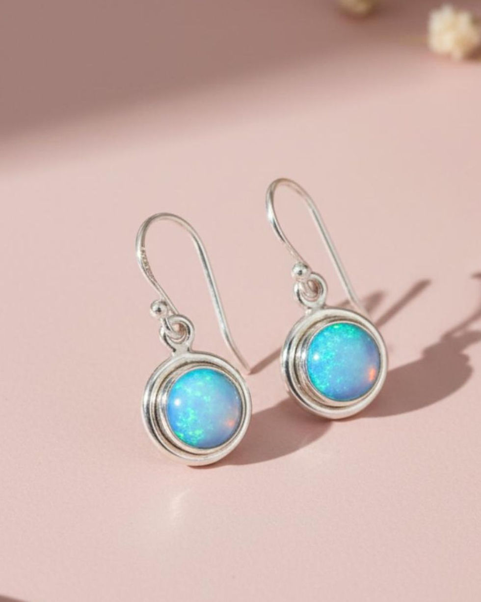 everyday 925 silver opal drop earrings