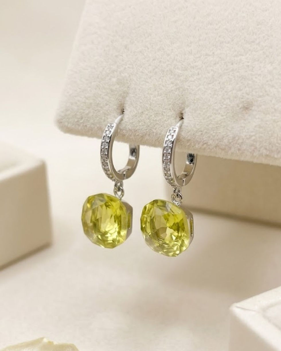 lemon quartz drop earrings in 925 sterling silver