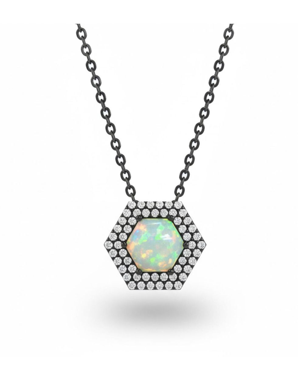 geometric opal pendant necklace