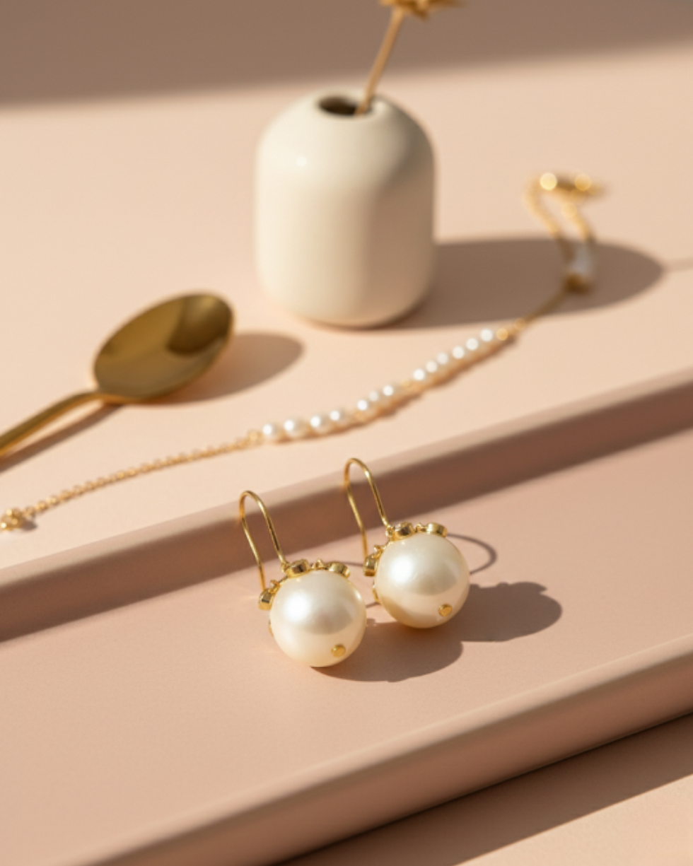 natural pearl and diamond earrings for brides