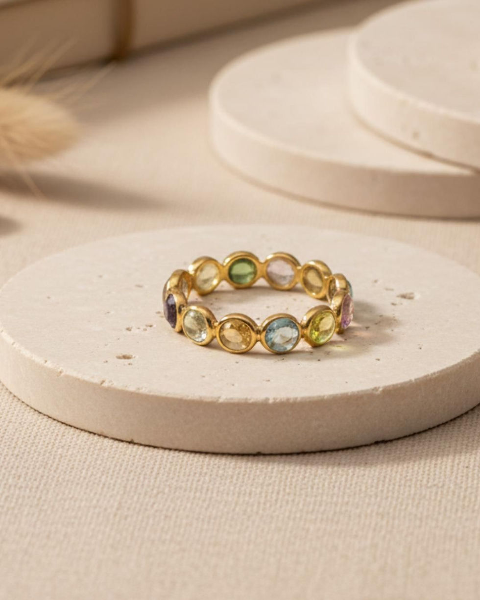 colorful gemstone band ring
