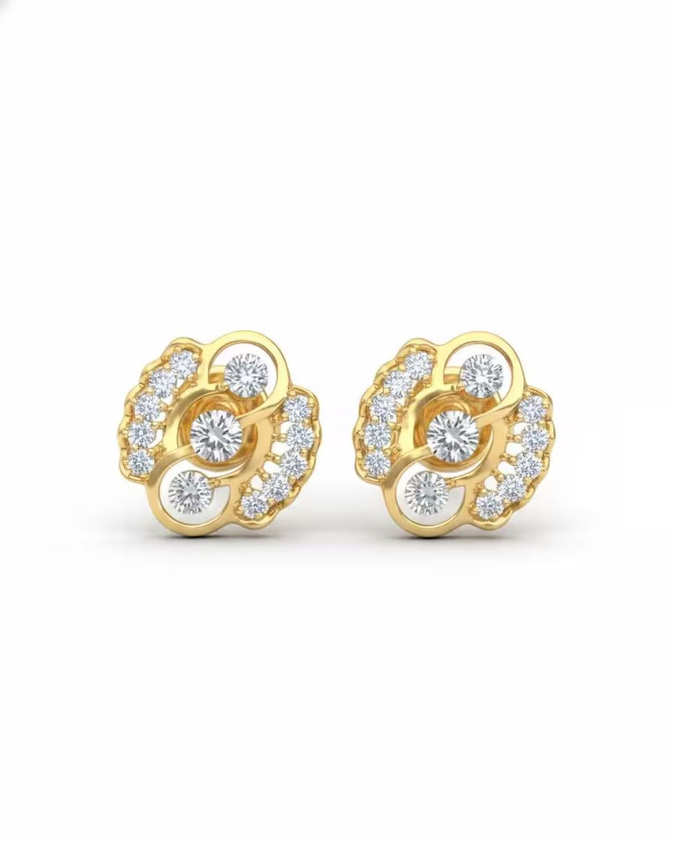 natural diamond floral gold earrings for women