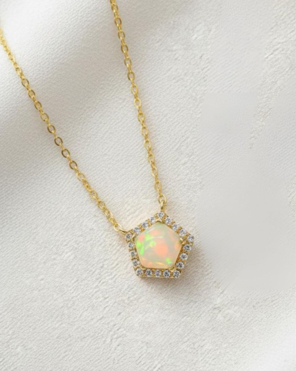 Thumbnail: modern geometric opal pendant