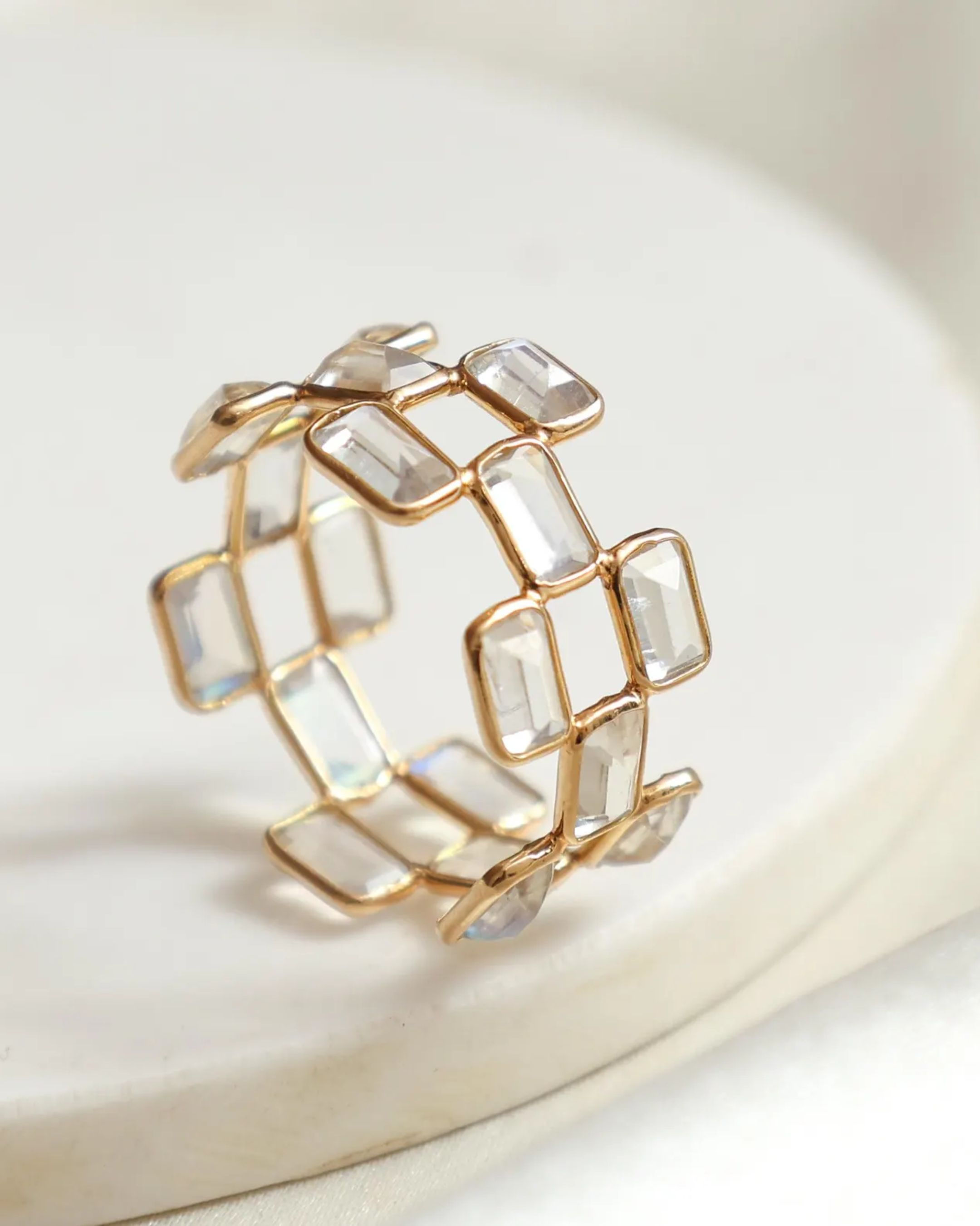 triple layer moonstone statement ring