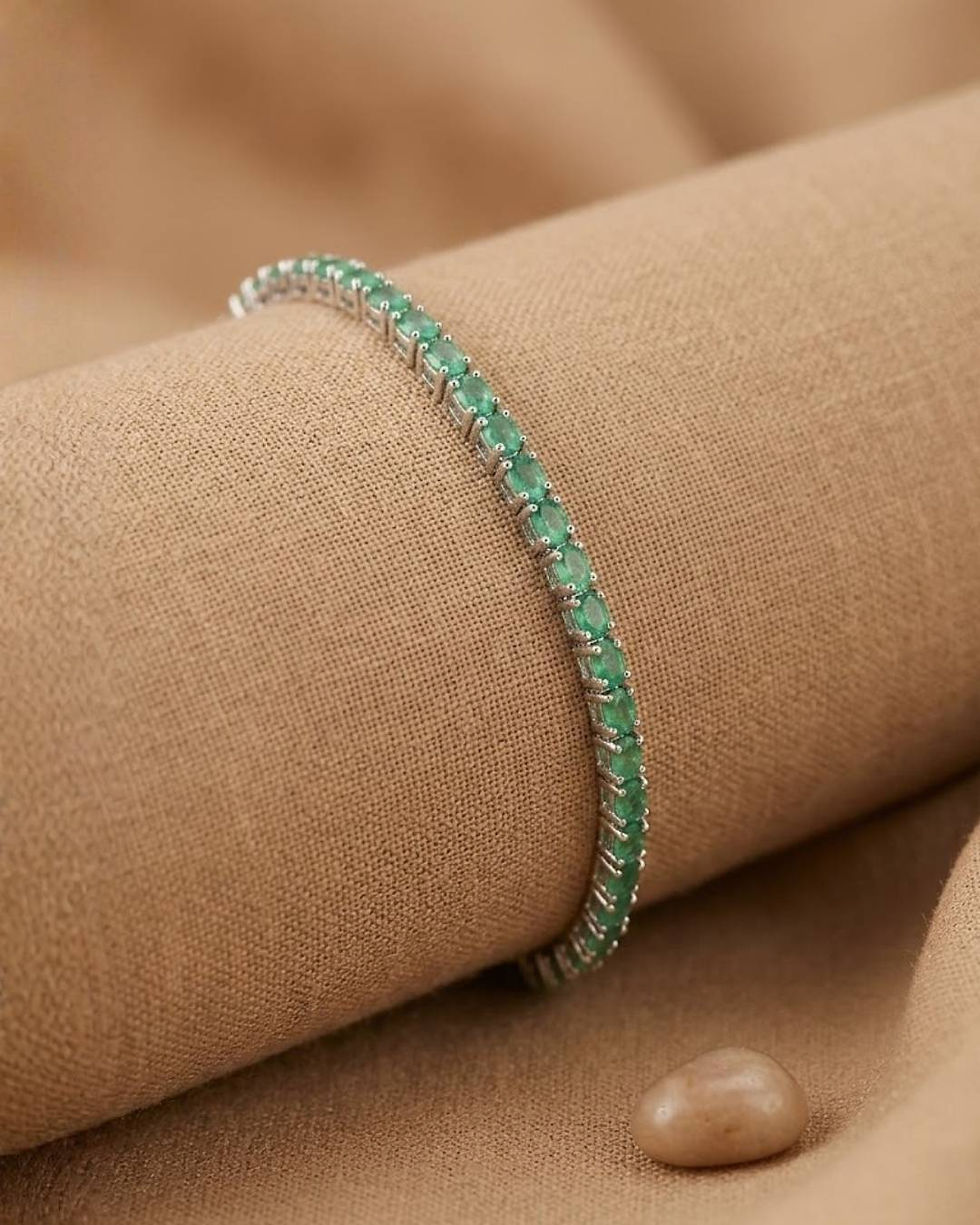sterling silver emerald bracelet