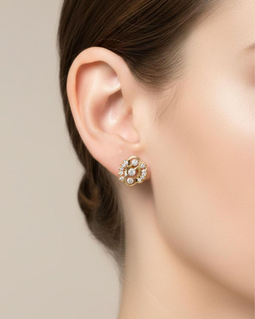 Thumbnail: wedding floral diamond earrings for women