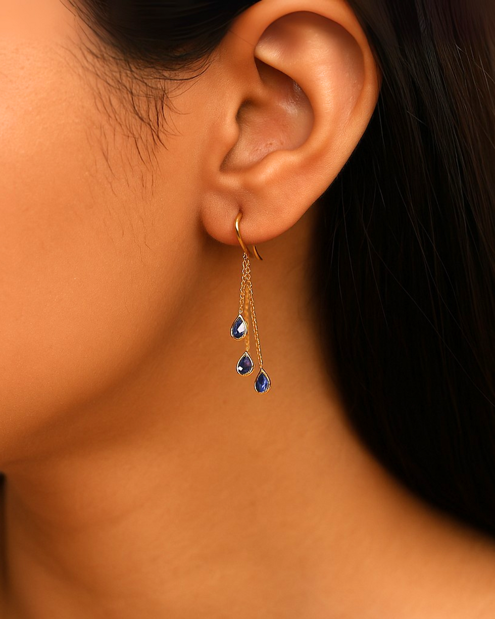 tanzanite drop earrings in 14k gold everyday dangle earrings for women