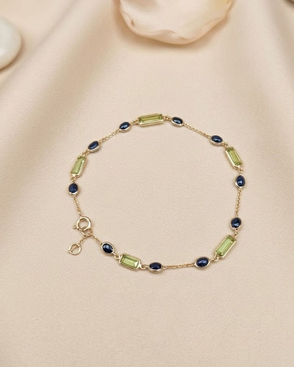sapphire station bracelet in solid gold
