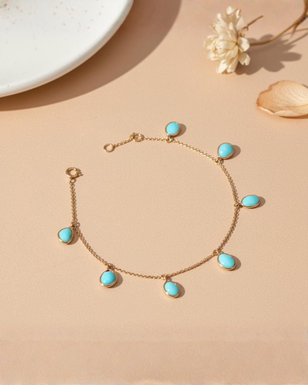turquoise charms station bracelet