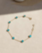 turquoise round station bracelet gold