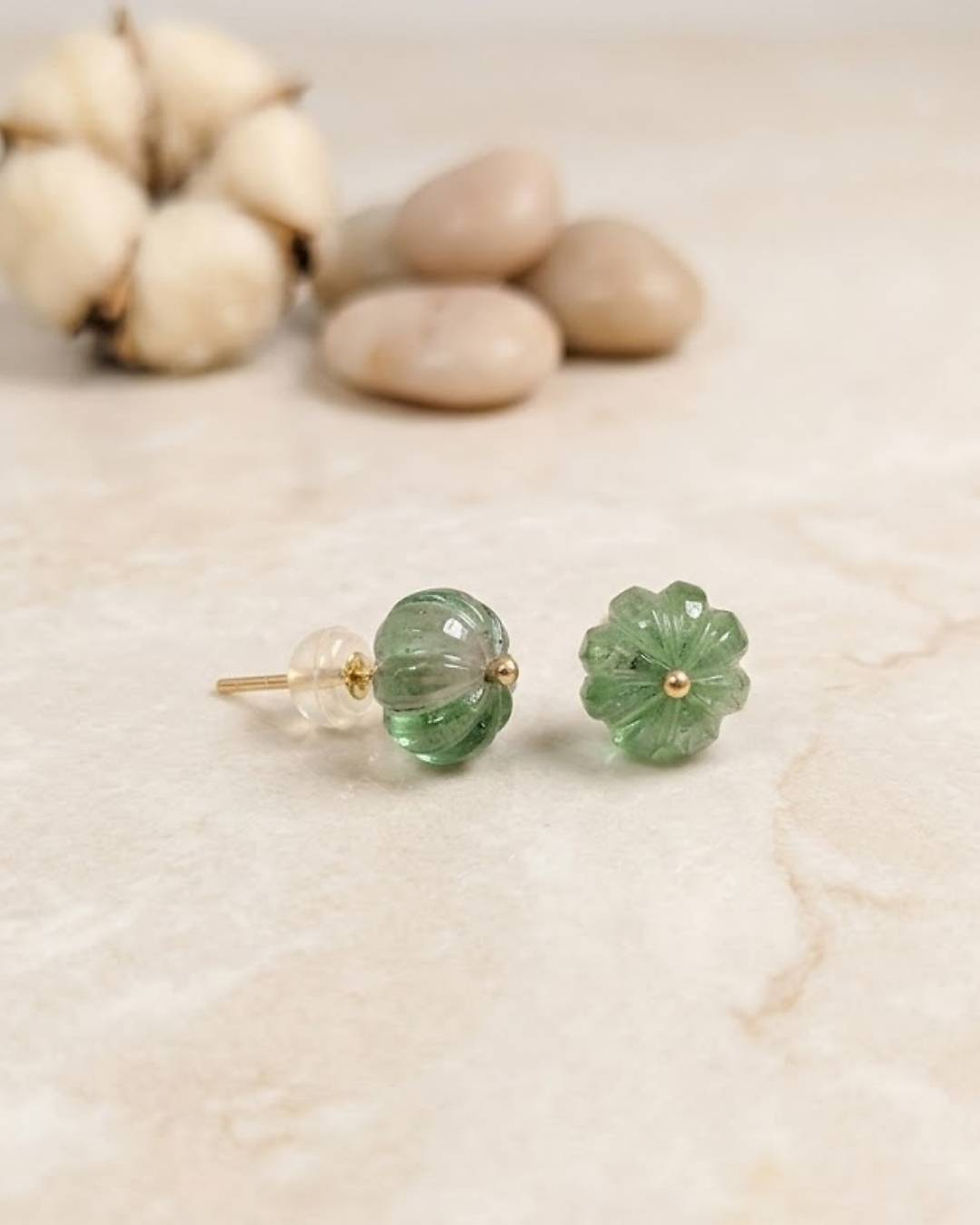 Thumbnail: floral gemstone stud earrings for women