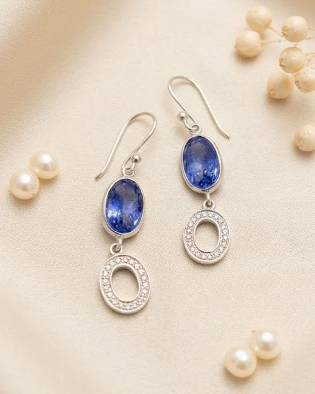 tanzanite diamond 925 sterling silver earrings