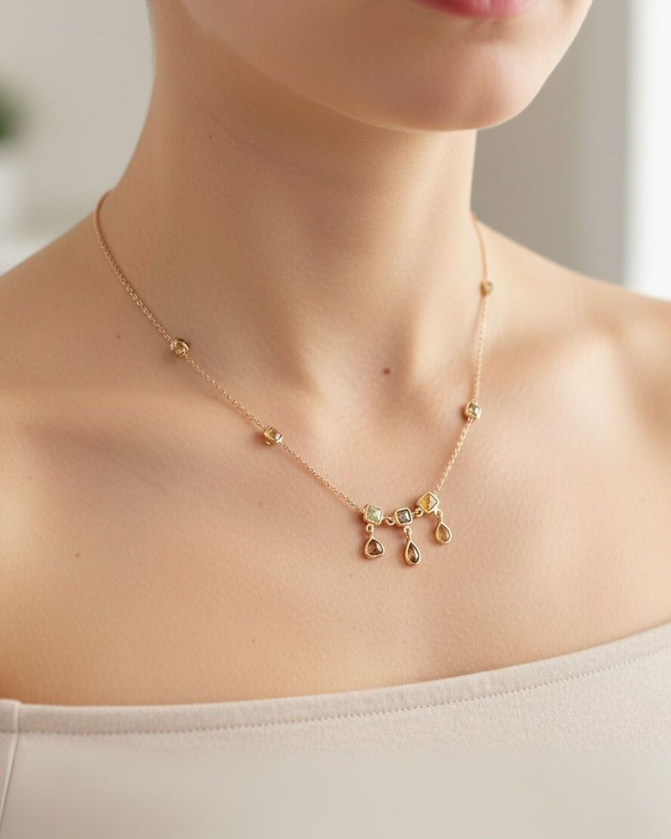 Thumbnail: eleven diamond gold necklace