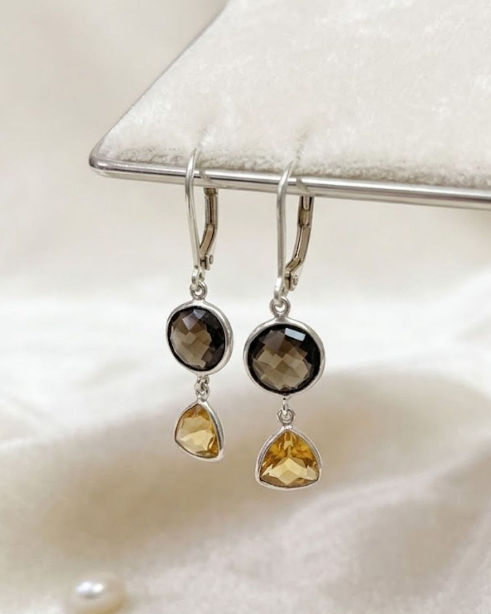 Thumbnail: day out citrine smoky quartz earrings
