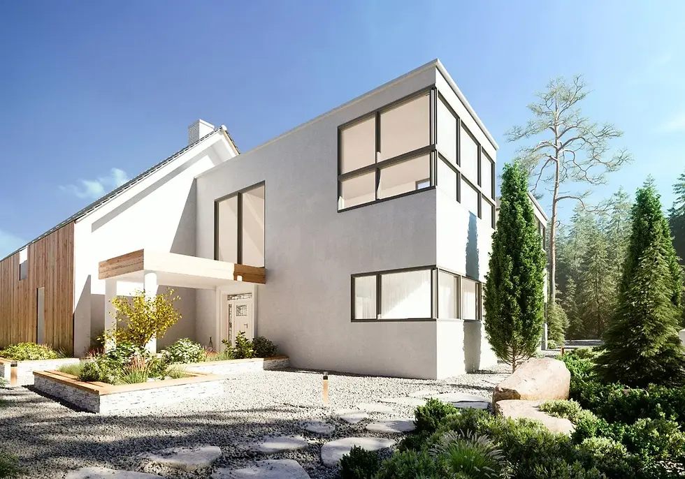 自然環境と調和した高級リゾート住宅の外観イメージ