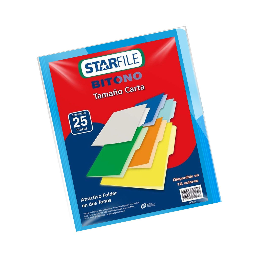 FOLDER DE PAPEL INTENSO CARTA STARFILE BITONO AZUL 25P