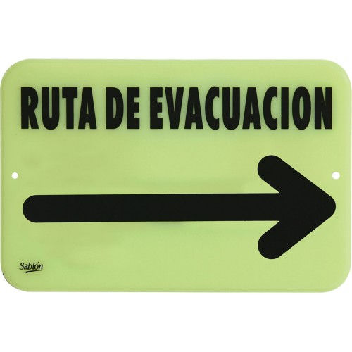 SEÑAL RUTA DE EVACUACIÓN FOSFORESCENTE DERECHA 22.8CM X 15.2CM SABLON 7937F