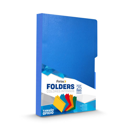 FOLDER DE PAPEL INTENSO OFICIO FORTEC FF-1464 AZUL 25P