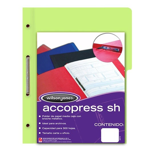 FOLDER DE PAPEL CON BROCHE OFICIO ACCO P4569 VERDE CLARO 1