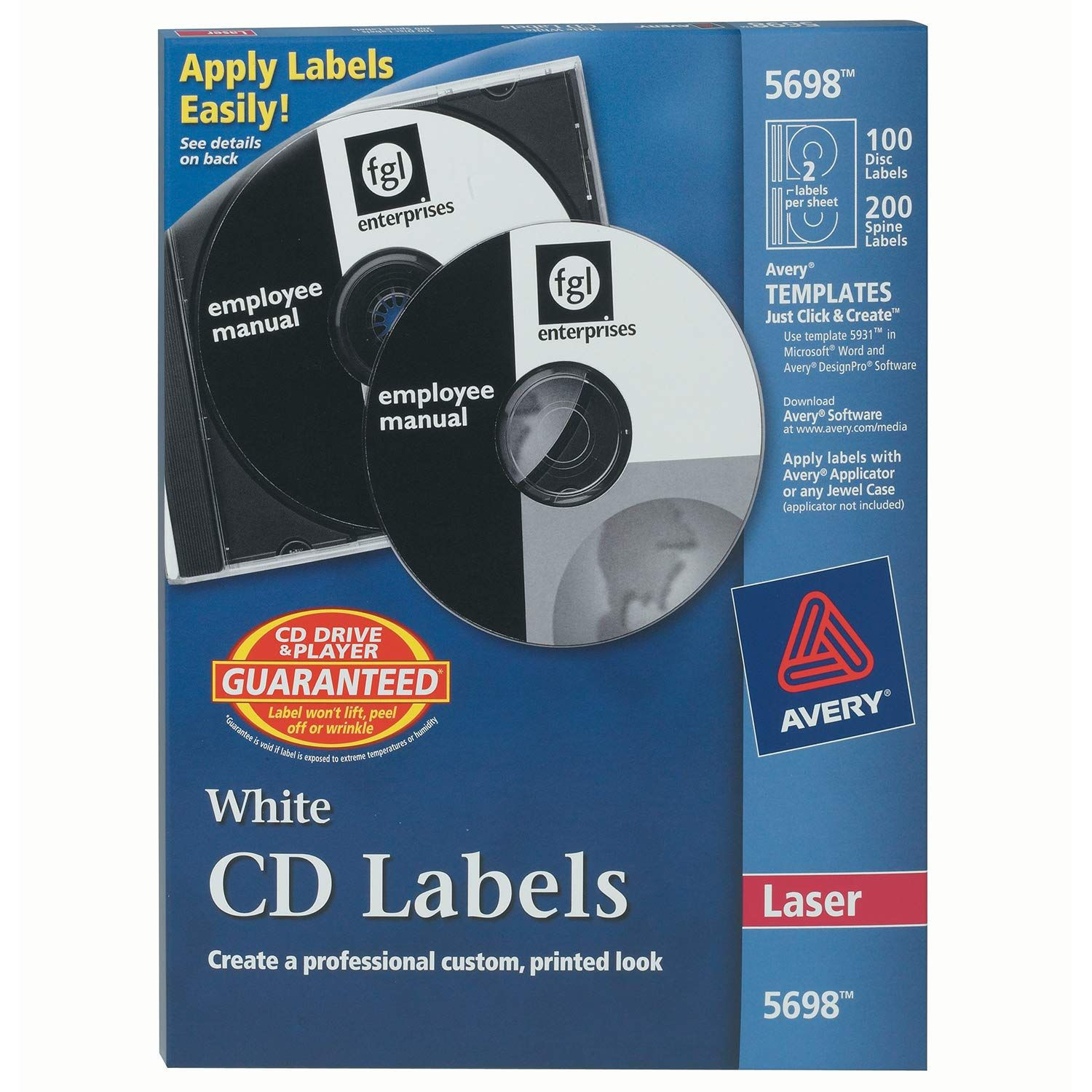 ETIQUETA AVERY 5698 LASER BLANCO CD/DVD 100P
