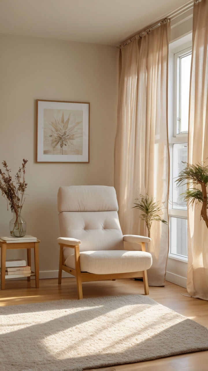 Svetao enterijer sa minimalističkim nameštajem i prirodnim osvetljenjem.