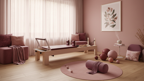 Eye-level view of a calm therapy room with pelvic floor exercise equipment
