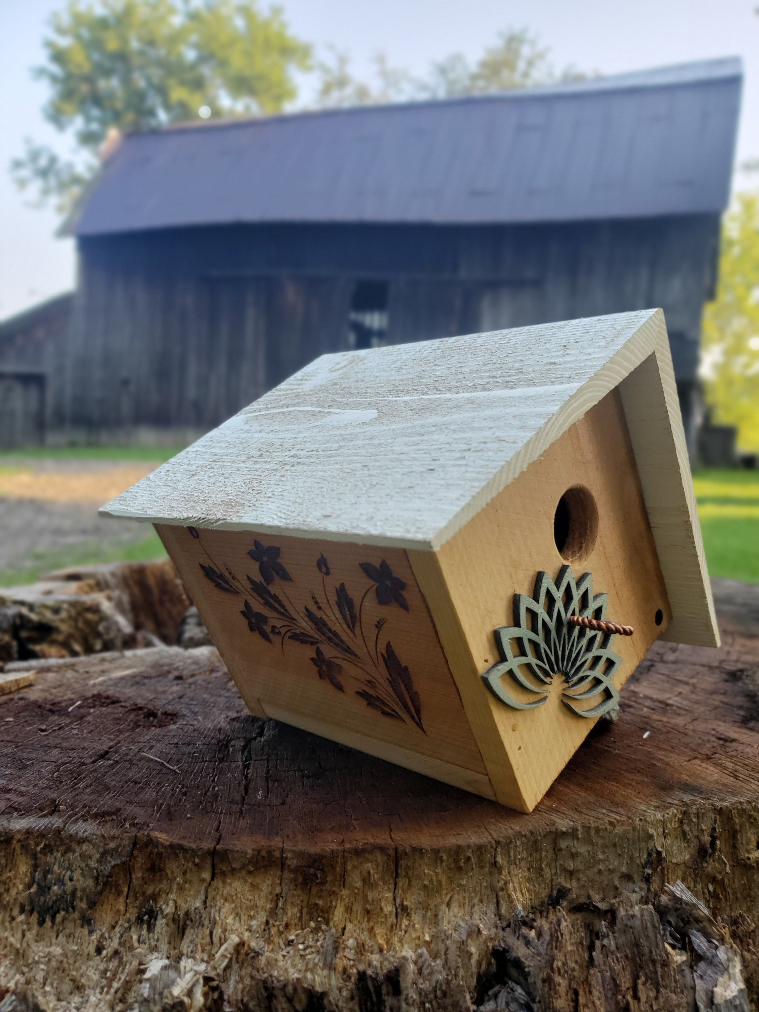 Lotus Flower Custom Engraved Birdhouse